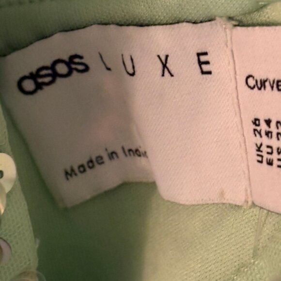 ASOS LUXE Mint Green Sequin Faux Feather Mini Dress NWT - Picture 4 of 6